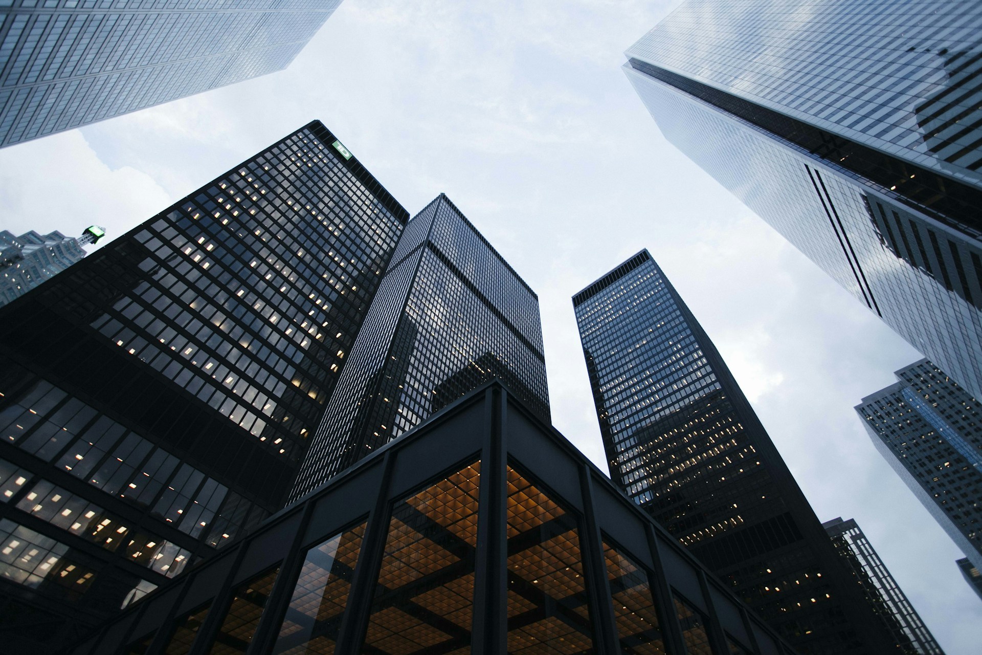 City skyline suggesting a corporate presence