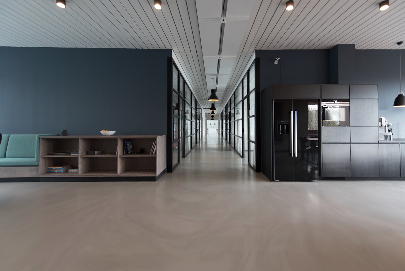 Open office with desks and natural light