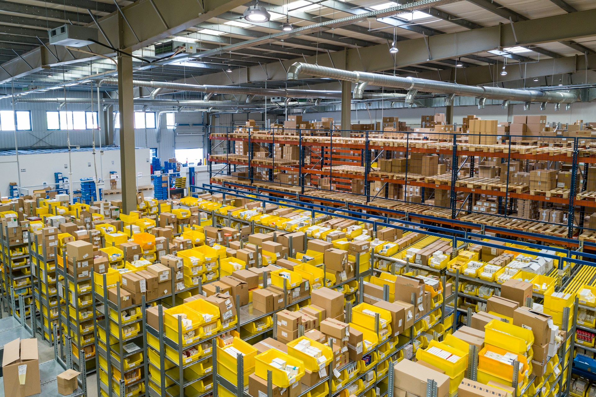 Warehouse pallets ready for global e-commerce fulfillment